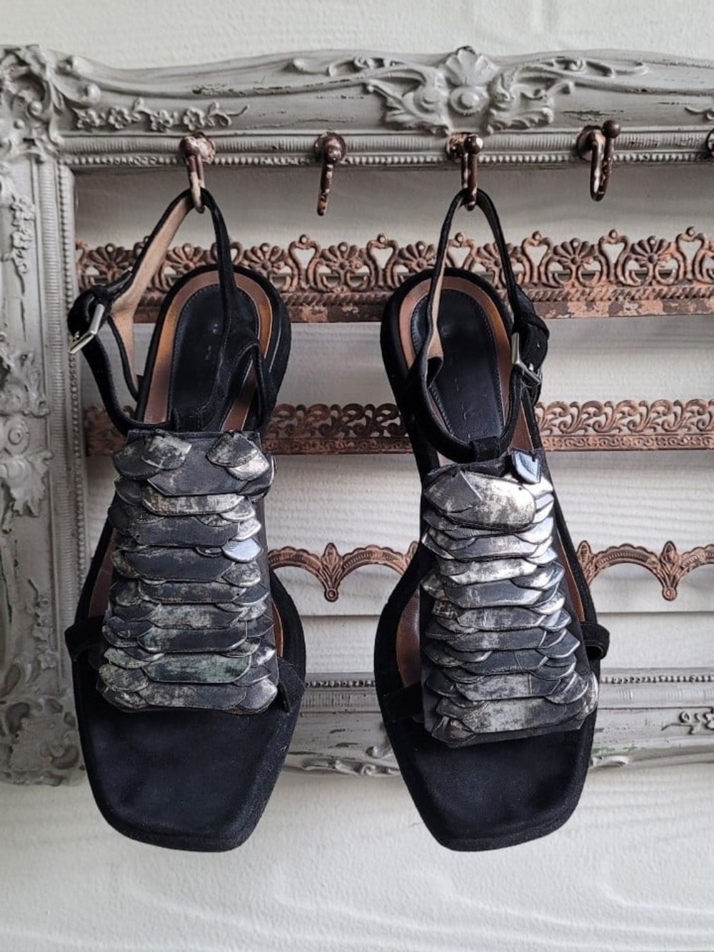 MARNI Suede Platform Sandals With Wood Heel Slingback Sandals